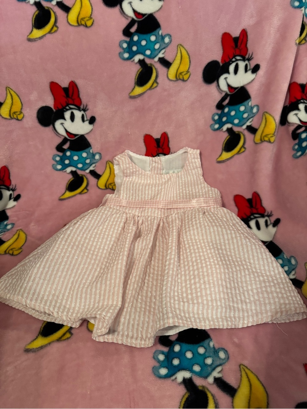 Rare Editions Light Pink Seersucker Party Dress C6